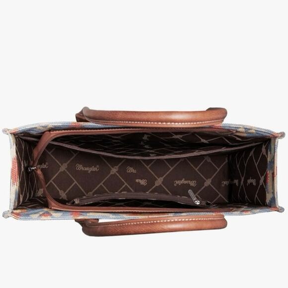 NEW Wrangler Southwestern Aztec Print Canvas Large Tote Shoulder Bag Light Blue - Picture 6 of 8